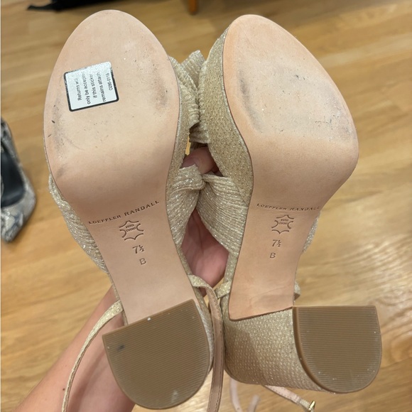 NWOT Loeffler Randall Natalia Platform Bow Heel Cream Sparkle Size 7.5 - Picture 4 of 6